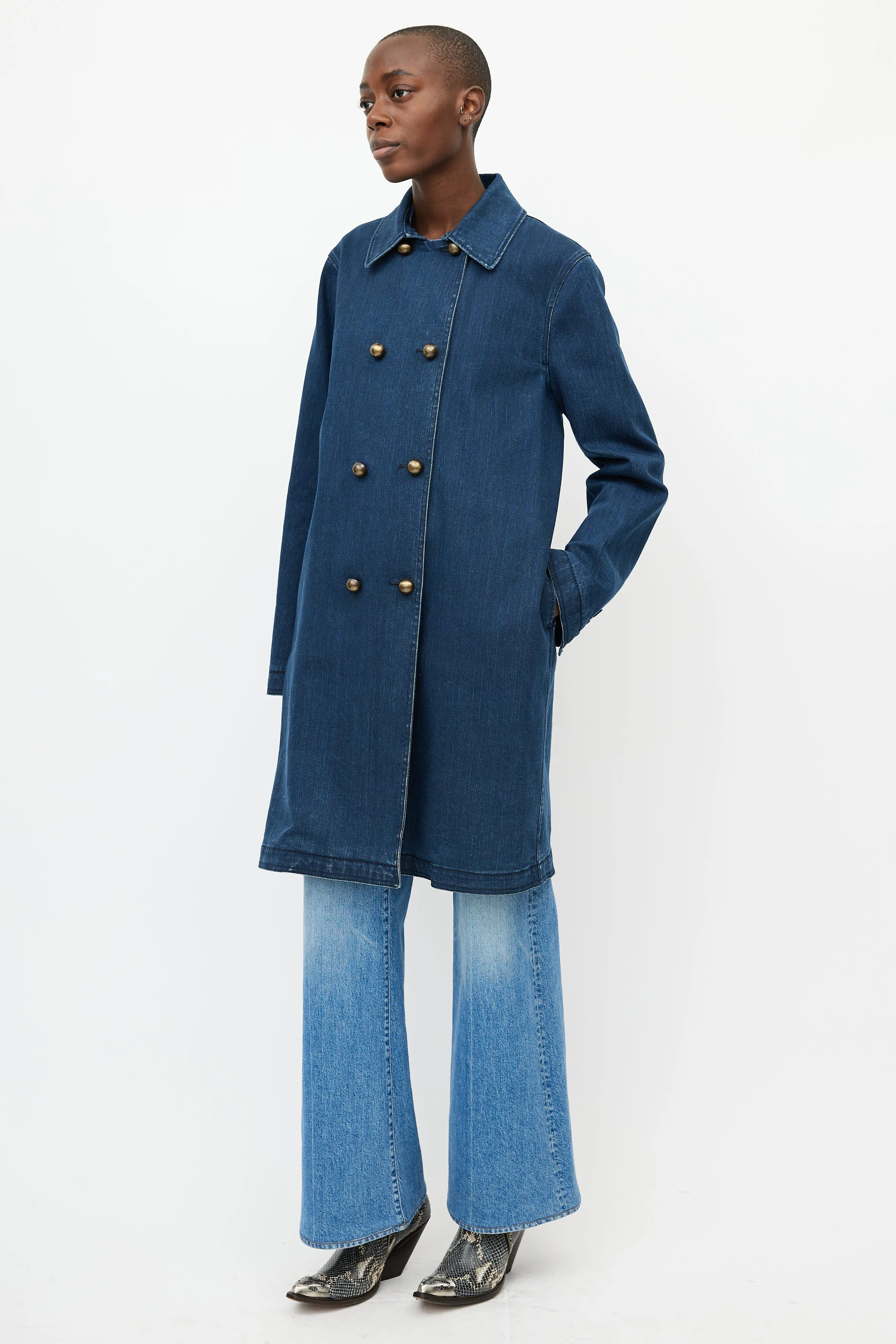 x Acne SS 2009 Blue Double Breasted Denim Trench Coat