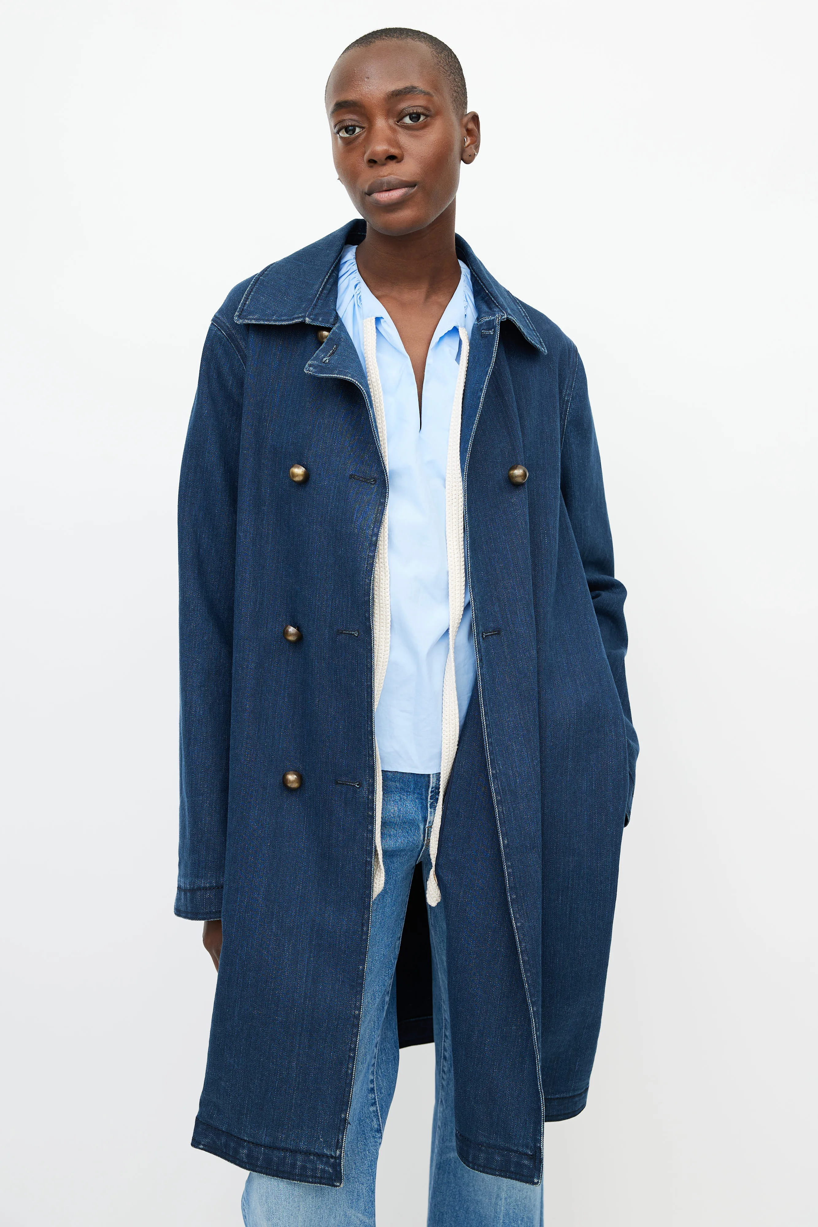 x Acne SS 2009 Blue Double Breasted Denim Trench Coat